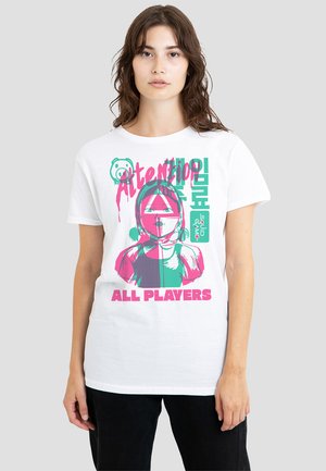 SQUID GAME ATTENTION ALL PLAYERS - Print T-shirt - white
