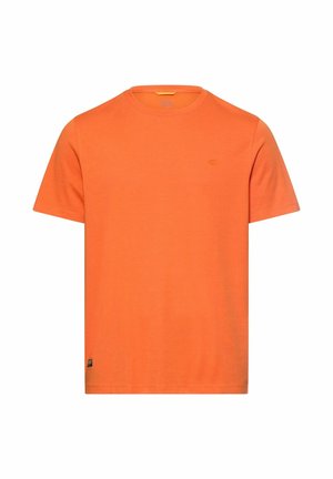 Orange bomulds T-shirt med rund halsudskæring og korte ærmer. Har en lille logo på brystet og en etikette i sømmen.