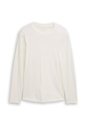 Witte langemouwen shirt van zacht materiaal, met een ronde halslijn en een relaxed fit met minimale stikseldetails.