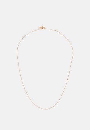 Colar de corrente em tom de ouro com um design delicado e fino, apresentando um fecho e comprimento ajustável para um uso versátil.