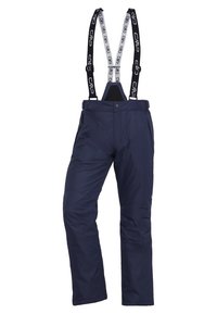 Pantalon de neige isolé bleu marine avec bretelles réglables noires et blanches arborant la marque CMP.