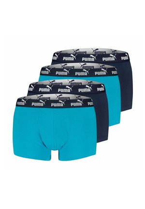 Herren Boxershorts-Set in Blau und Marineblau, mit einem weichen elastischen Bund, der das wiederholte "PUMA"-Logo trägt, aus einem Baumwollmischgewebe und in enganliegendem Schnitt.