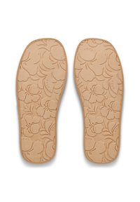 Ταμπά πέλματα με ανάγλυφα λουλουδάτα σχέδια, με το όνομα της μάρκας "ROXY" ενσωματωμένο στο σχέδιο, λεία υφή, επενδυμένο σχήμα.