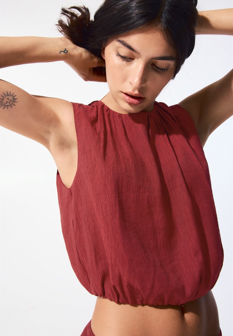 PULL&BEAR - Blouse - dark red, Enlarge