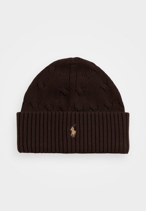 CABLE KNIT COTTON HAT UNISEX - Bonnet - circuit brown/c8538
