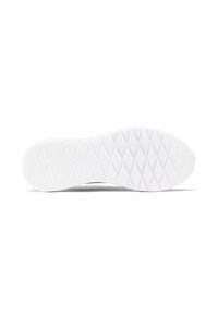 Sole of a shoe, features a textured white rubber surface with a diagonal diamond pattern for grip and durability, curved at the toe.