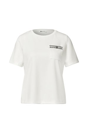 Street One, T-SHIRT WITH DECORATIVE CHEST POCKET - T-shirts print - off white