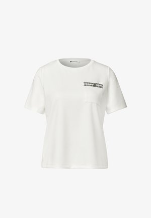 Street One, T-SHIRT WITH DECORATIVE CHEST POCKET, mleczny