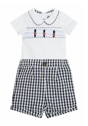 JoJo Maman Bébé REGULAR FIT SMOCKED EMBROIDERED SET - Kratke hlače - navy