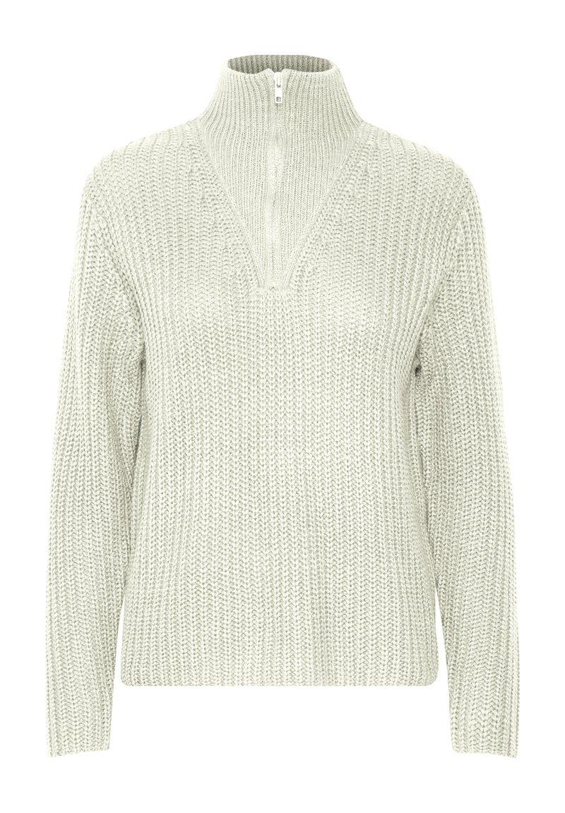 b.young TROYER REISSVERSCHLUSS  - Strickpullover - weiß