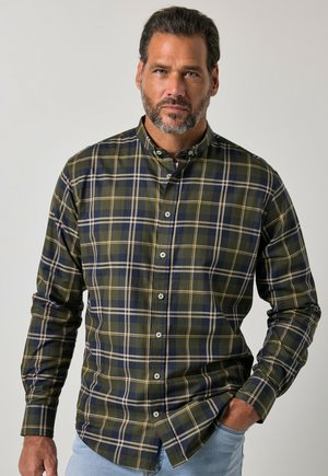 JP1880, CHECK SHIRT, LONG SLEEVE, MODERN FIT, MINI BUTTON-DOWN COLLAR, UP TO 8XL - Skjorter - fir green