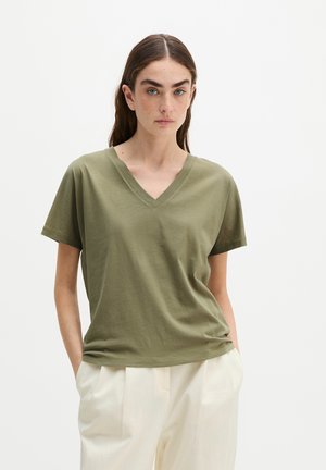 Marc O'Polo, T-SHIRT, SHORT SLEEVE, V NECK - T-Shirt basic - pure sage