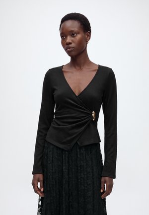 ONLY, ONLKAYA WRAP - Блуза с дълги ръкави - black