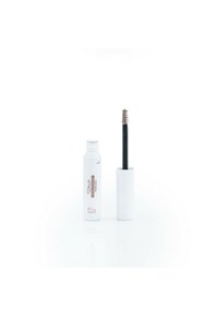 Gel per sopracciglia in un flacone cilindrico bianco con applicatore nero. Il flacone è etichettato con un design marrone; contiene 4 ml di prodotto.