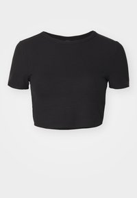 FITTED CROPPED - Lihtne T-särk - black