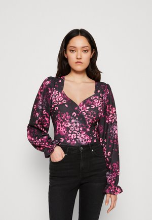 V NECK BODYSUIT - Top s dlhým rukávom - pink