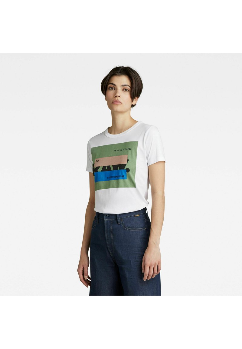 Damen T-Shirts | G-Star RAW. COVERED LONG SLIM T-Shirt print white/weiß - DJ07785 Damen T-Shirts | G-Star RAW. COVERED LONG SLIM T-Shirt print white/weiß - DJ07785