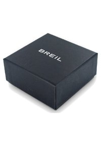 Black gift box with a matte finish and a white "BREIL" logo centered on the top. Square shape with sharp corners.