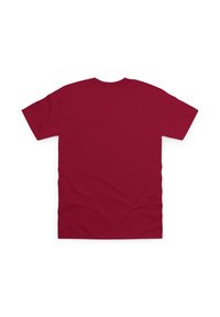 Mörkröd kortärmad t-shirt med rund halsringning, tillverkad av mjuk bomull, med en slät yta och en ren, enkel design. Inga synliga tryck.