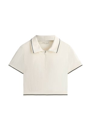 OYSHO, SEAMLESS CONTRAST SHORT-SLEEVED POLO SHIRT - Polo - white