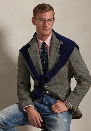 Polo Ralph Lauren, THE RL67 HERRINGBONE TWEED JACKET - Blazer - black and cream