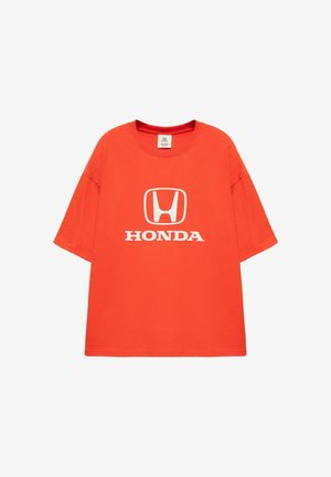 PULL&BEAR, RELAXED FIT LOGO HONDA - T-SHIRT - T-shirt imprimé - red