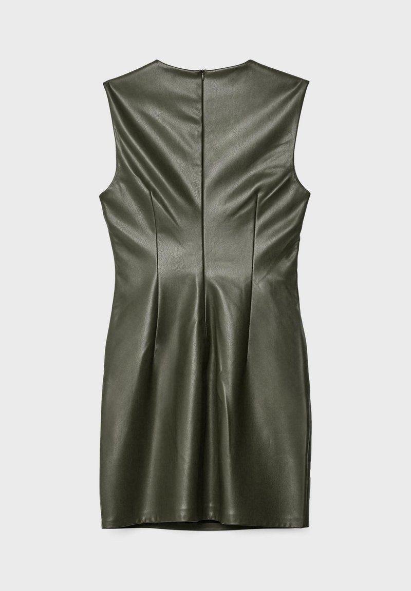 olive green faux leather dress FIRE BOLT TWO PIECE, FESTIVAL OUTFIT, RAVE OUTFIT, WOMENS DRESS main image 1