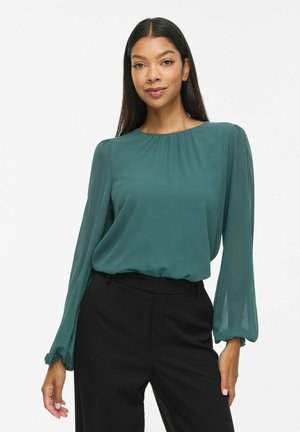 VILA, LONG SLEEVED TOP VIURA ROUND NECK - Blouse - pineneedle