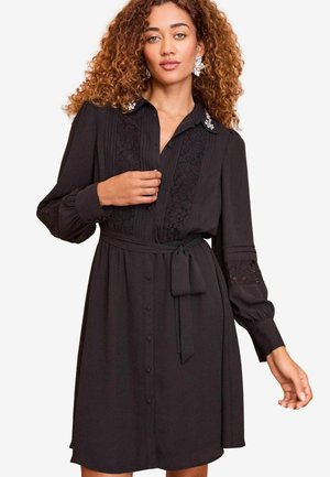 REGULAR FIT - COLLARED LONG SLEEVE - Blusenkleid - black
