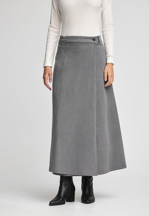 MIDI  - A-lijn rok - denim gray
