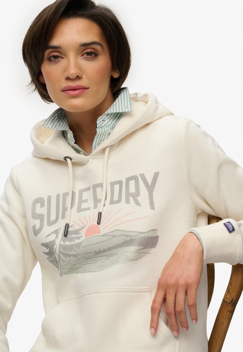 SUPERDRY Sweat à Capuche Femme Bleu Coton Graphique (EU 36