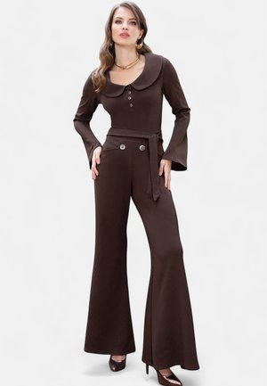 BELL-BOTTOM WITH COLLAR DETAIL - Jumpsuit - chocolate