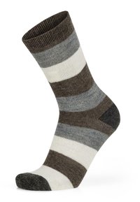 Normani 6 PAAR ALPAKA BREITGESTREIFT - Socken - braun braun anthrazit