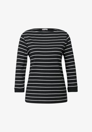 Mustalaita raidallinen pitkähihainen paita, jossa on venepääntie. Valmistettu pehmeästä, joustavasta kankaasta, joka istuu mukavasti ja jossa on ribatut hihansuut.