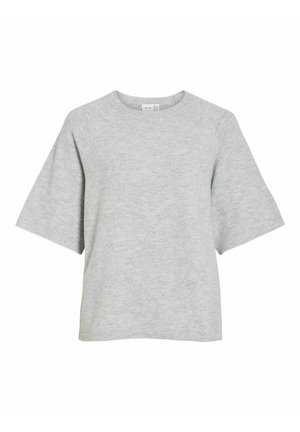Gray short-sleeved t-shirt made of soft fabric. Features a round neckline, loose fit, and minimalist design without patterns or accents.