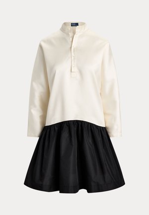 Polo Ralph Lauren, COTTON-SILK SHIRT DRESS - Коктейлна рокля/Парти рокля - antique cream/black