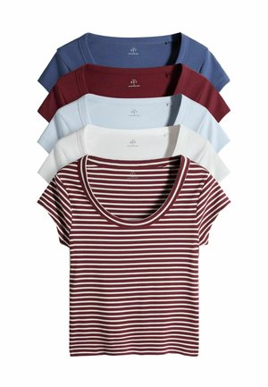 REGULAR FIT - 5 PACK SCOOP NECK CAP SLEEVE  - Tricou cu imprimeu - navy stripe red light blue white