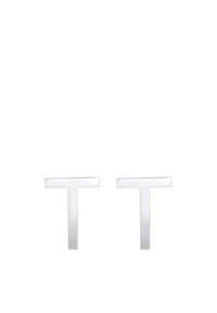 Ciorapi din metal argintiu cu un design minimalist în formă de T. Suprafața este netedă, cu un finisaj lustruit, având un aspect curat și modern.