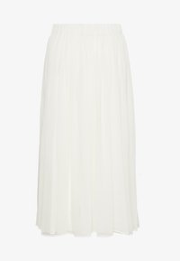 Jupe midi plissée blanche avec taille élastique, tissu léger et silhouette en ligne A.