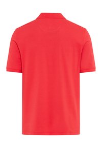 Rode poloshirt met korte mouwen en kraag, gezien van achteren, met een effen kleur en een normale pasvorm.