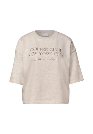 Street One, SHORT-SLEEVED SWEATSHIRT WITH SLOGAN - T-shirt con stampa - clay sand mel