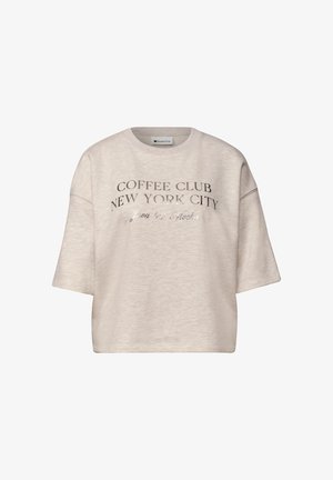 Street One, SHORT-SLEEVED SWEATSHIRT WITH SLOGAN - T-shirt con stampa - clay sand mel