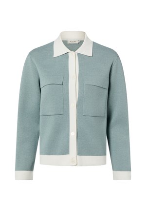 Strickjacke - petrol weiß