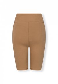Pantaloni corti da bici fitted marroni con vita alta, realizzati in un tessuto liscio. Presentano un design senza cuciture con cuciture precise.