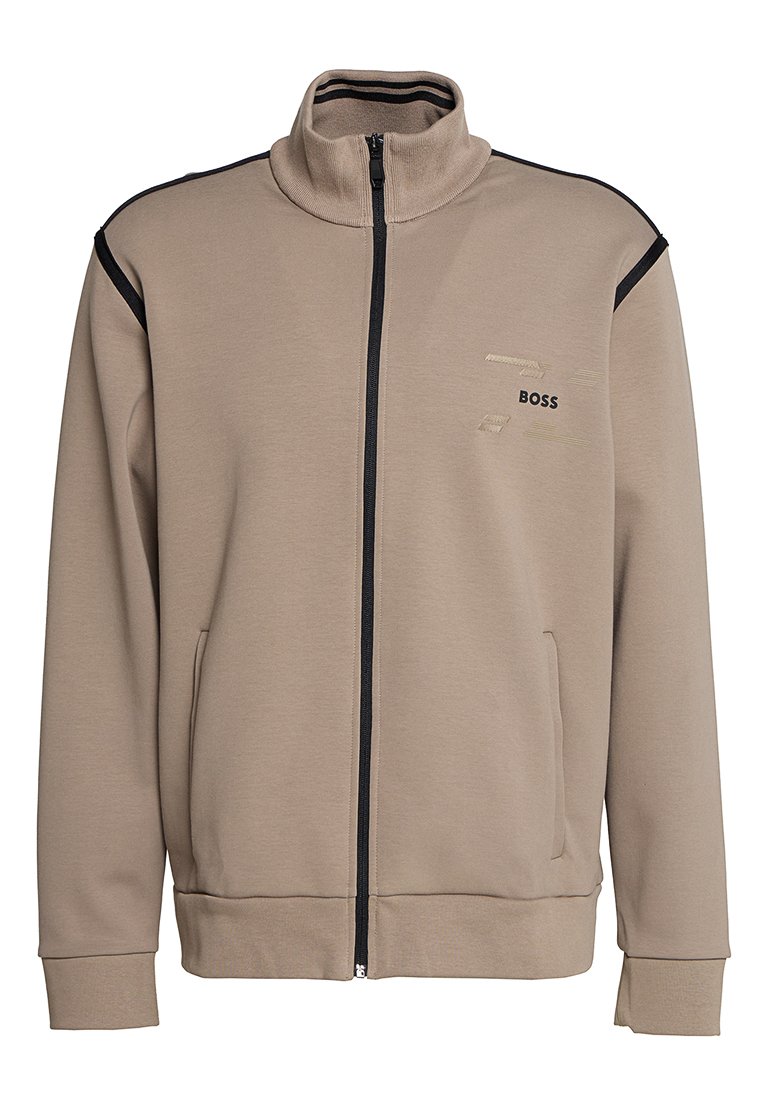 Boss Sweater met rits lichtgroen