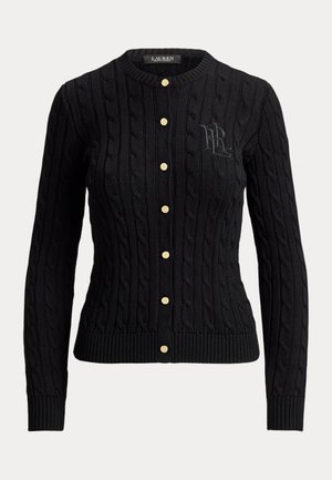 Lauren Ralph Lauren Petite, CABLE-KNIT COTTON-BLEND CARDIGAN - Kardigán - black