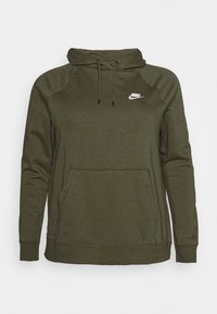 Sudadera verde hecha de una tela suave, con un bolsillo canguro, capucha con cordón y un pequeño logo blanco de Nike en el pecho.