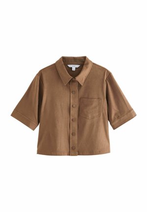 REGULAR FIT - SHORT SLEEVE - Užsagstoma palaidinė - tan brown