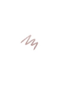 Trace de crayon de maquillage rose sur un fond blanc, présentant une texture douce et légèrement marbrée avec des variations d'épaisseur de ligne.