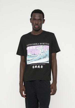 JORHOKUSAI FUJI TEE CREW NECK - T-shirt imprimé - black